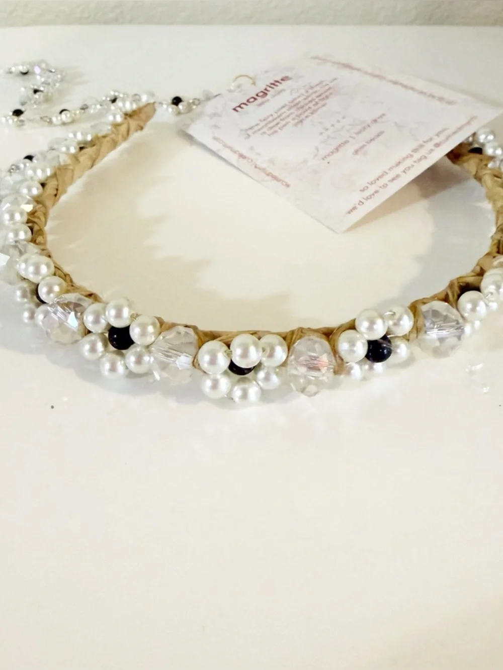 Free People x Curried Myrrh Magritte Pearl Maisie Dangle Beaded Headband NEW - Picture 5 of 8